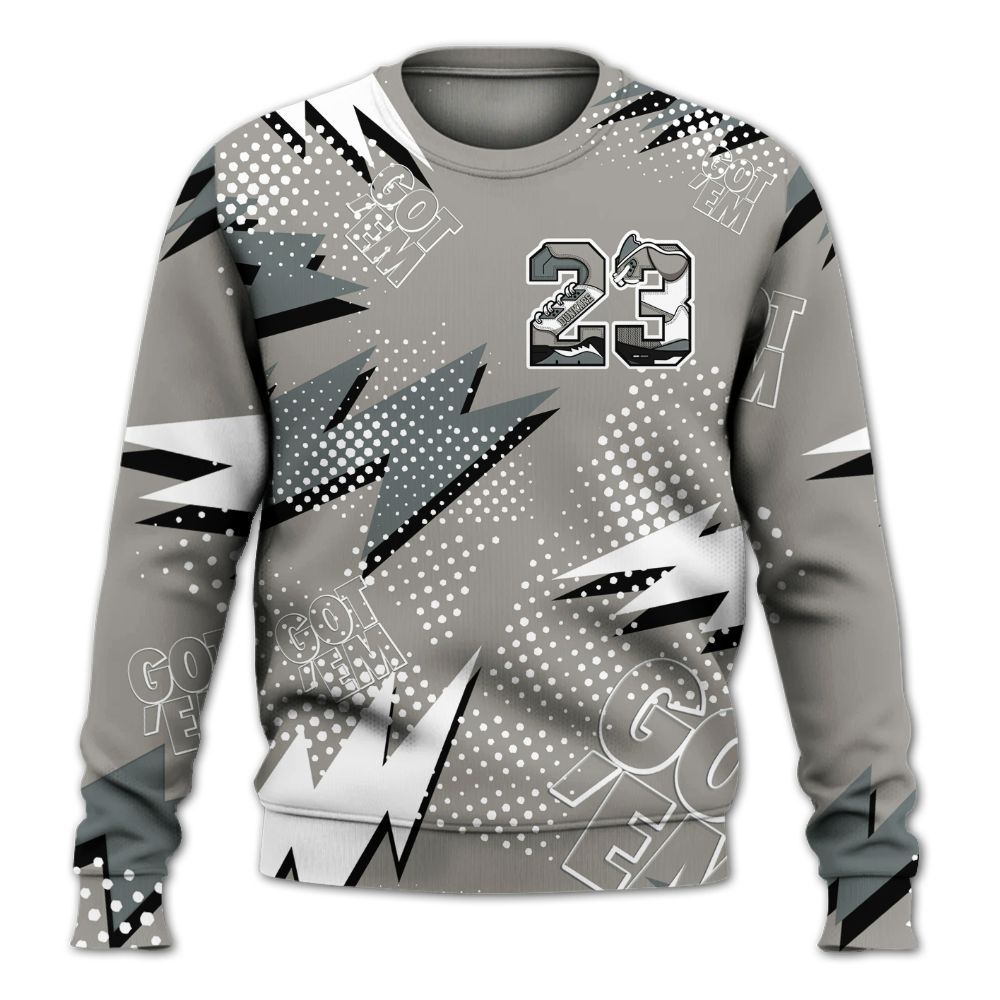 Sweatshirt To Match Cool Grey 9s - Custom Name Number 23 5s All Over Print