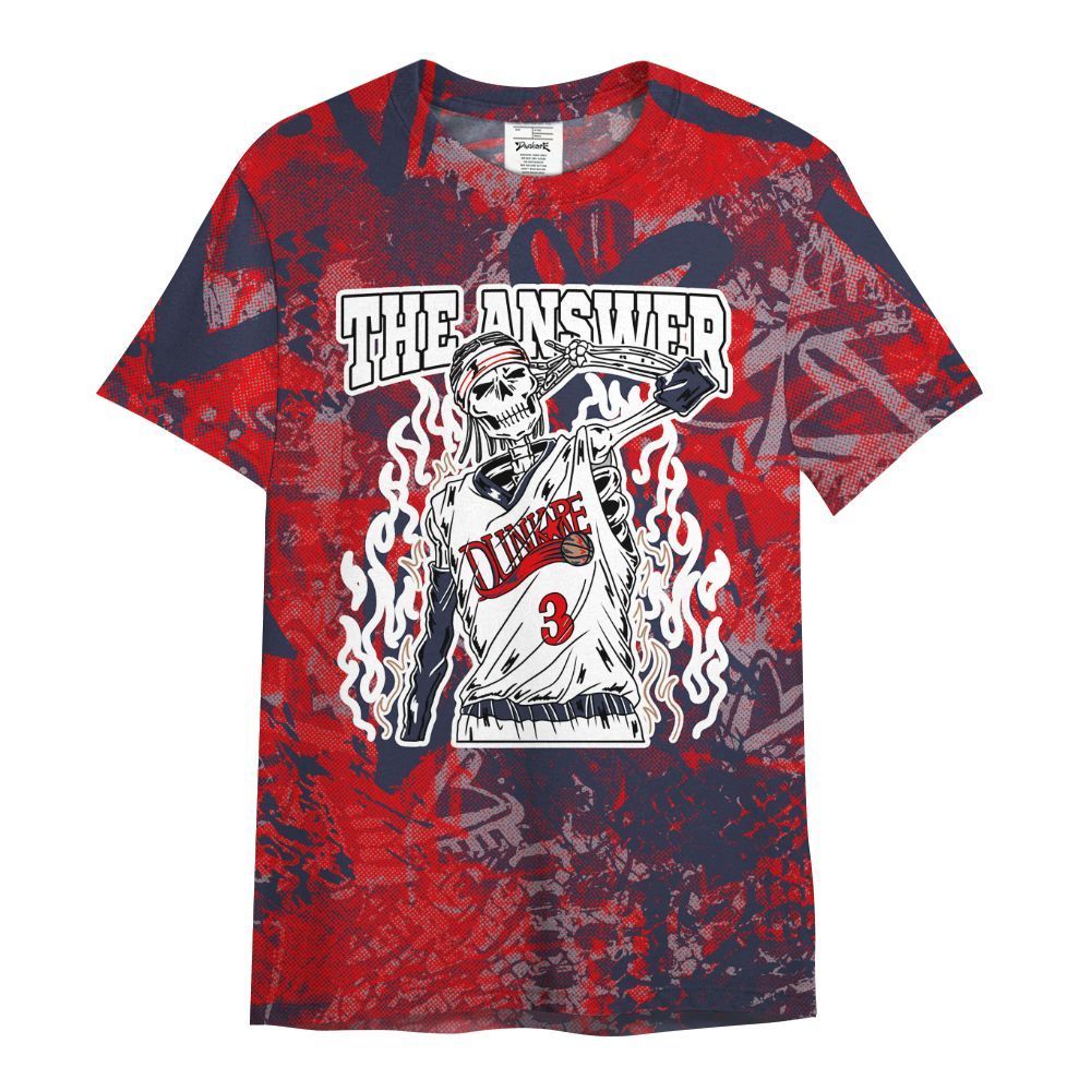 Shirt To Match Low OG Howard Bison 1s - Allen Answer Skeleton Heart All Over Print