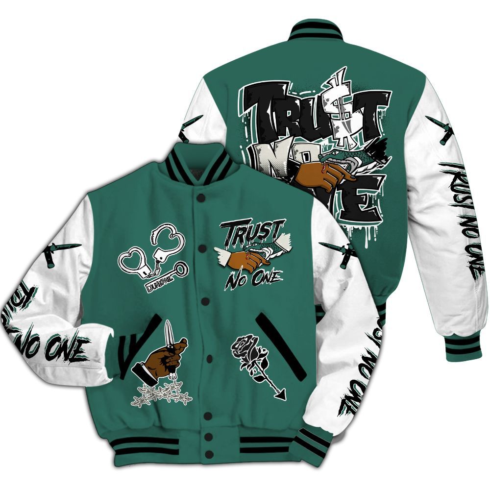 Varsity Jacket To Match RM Oxidized Green 4s - Trust No One Dripping All Over Print