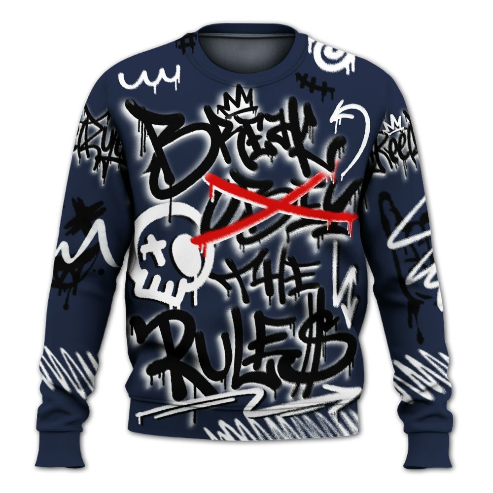 Sweatshirt To Match Dunk Low White Midnight Navy - Break Rules Streetwear All Over Print