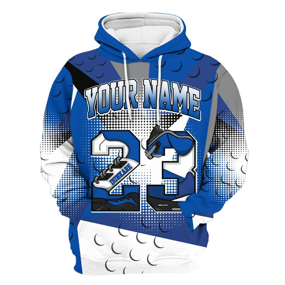 Hoodie To Match Racer Blue 5s - Poly Custom Name Number 23 5s All Over Print