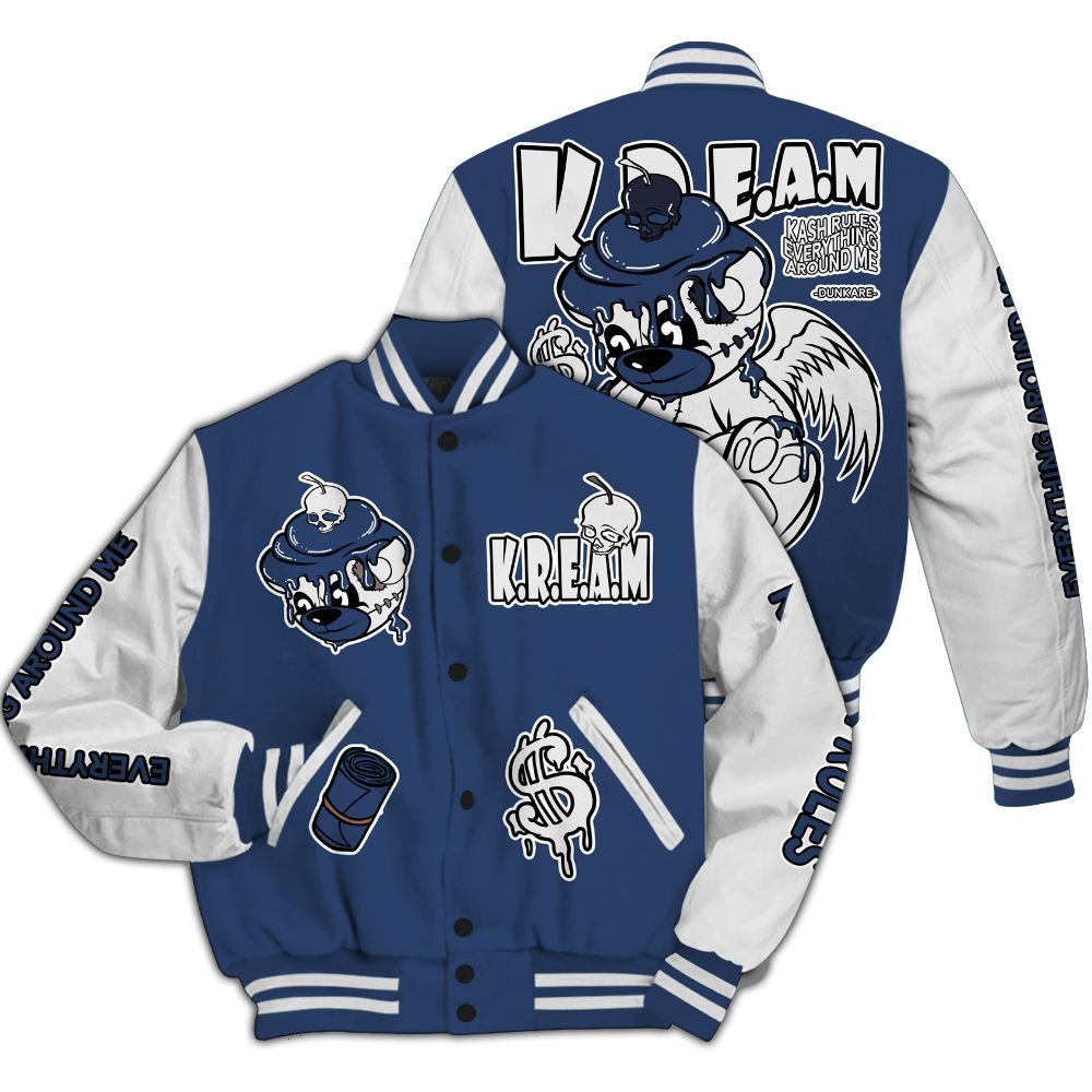 Varsity Jacket To Match Low 85 Metallic Blue 1s - Loot Bear All Over Print
