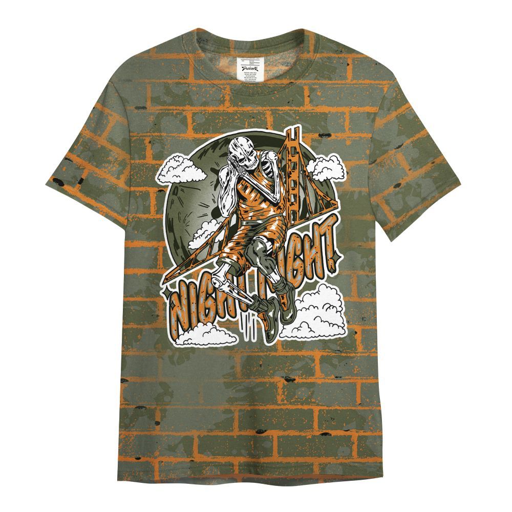 Shirt To Match Olive 5s - Seeya Skeleton Brick All Over Print