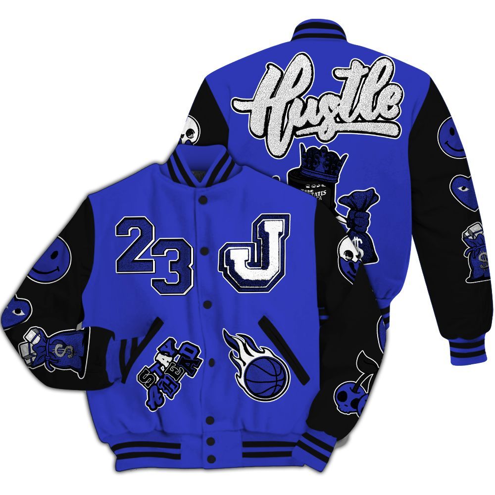 Varsity Jacket To Match Retro Black Concord 12s - Hustles Money Number 23 All Over Print