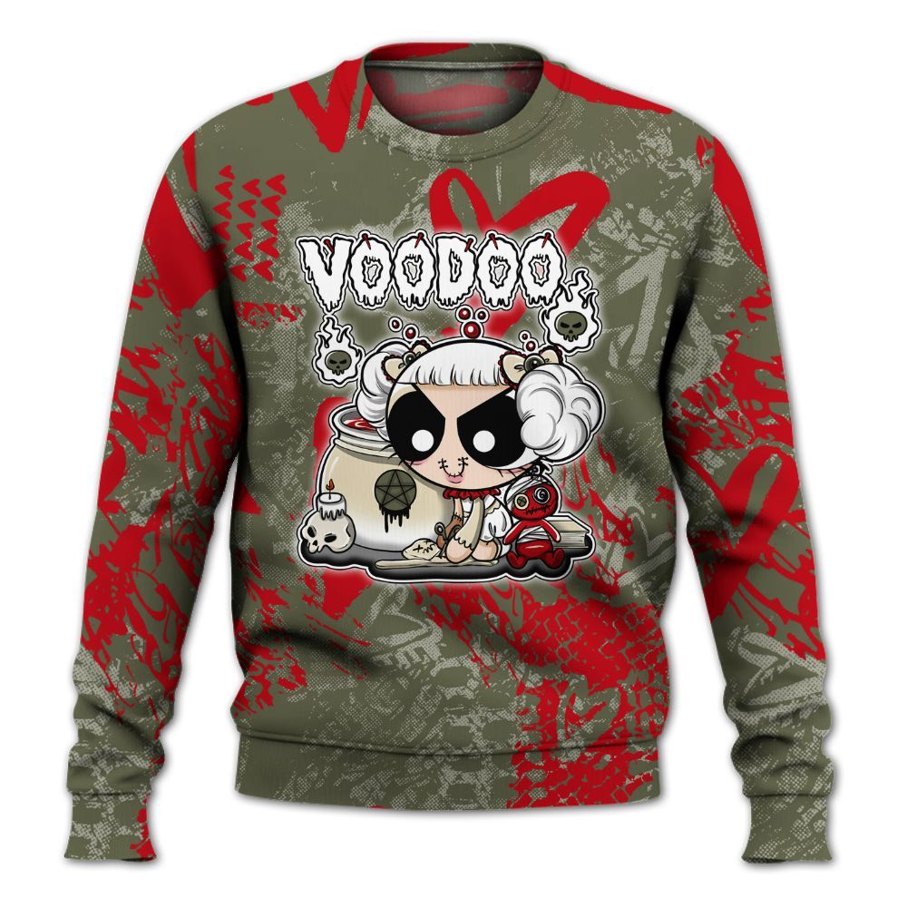 Sweatshirt To Match Travis Scott Low OG Medium Olive 1s - Voodooz Heart Grunge All Over Print