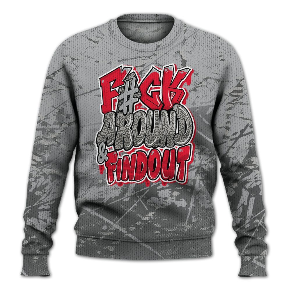 Knitted Sweater To Match Black Cement 3s - F Around Find Out Graphic Profound