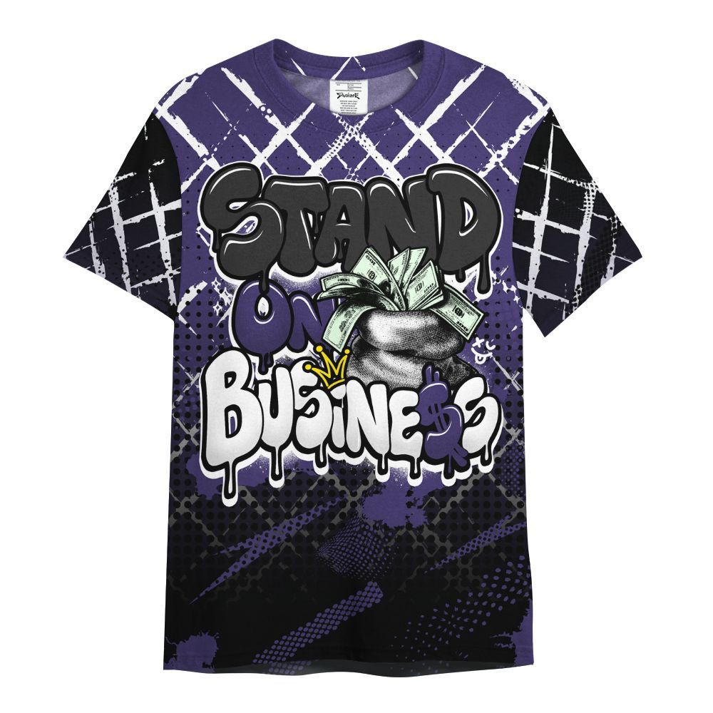 Shirt To Match Retro Court Purple 13s - Halftone Stand Business Dripping All Over Print