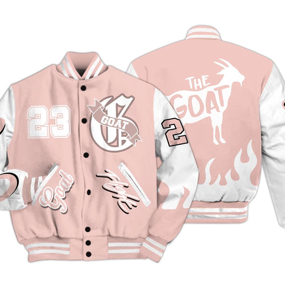 Varsity Jacket To Match Low Legend Pink 11s - The G.O.A.T Flight Streetwear Baseball Varsity Jacket Unisex Outfit