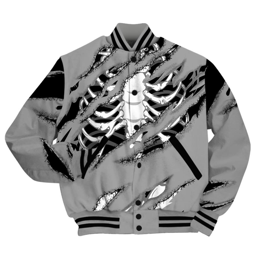 Varsity Jacket To Match Black Wolf Grey 12s Shirt, GOT 'EM Skeleton Scratch All Over Print