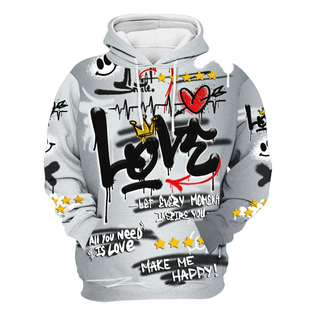 Hoodie To Match Cap And Gown 6s - Happy Love Beats Graffiti Streetwear All Over Print
