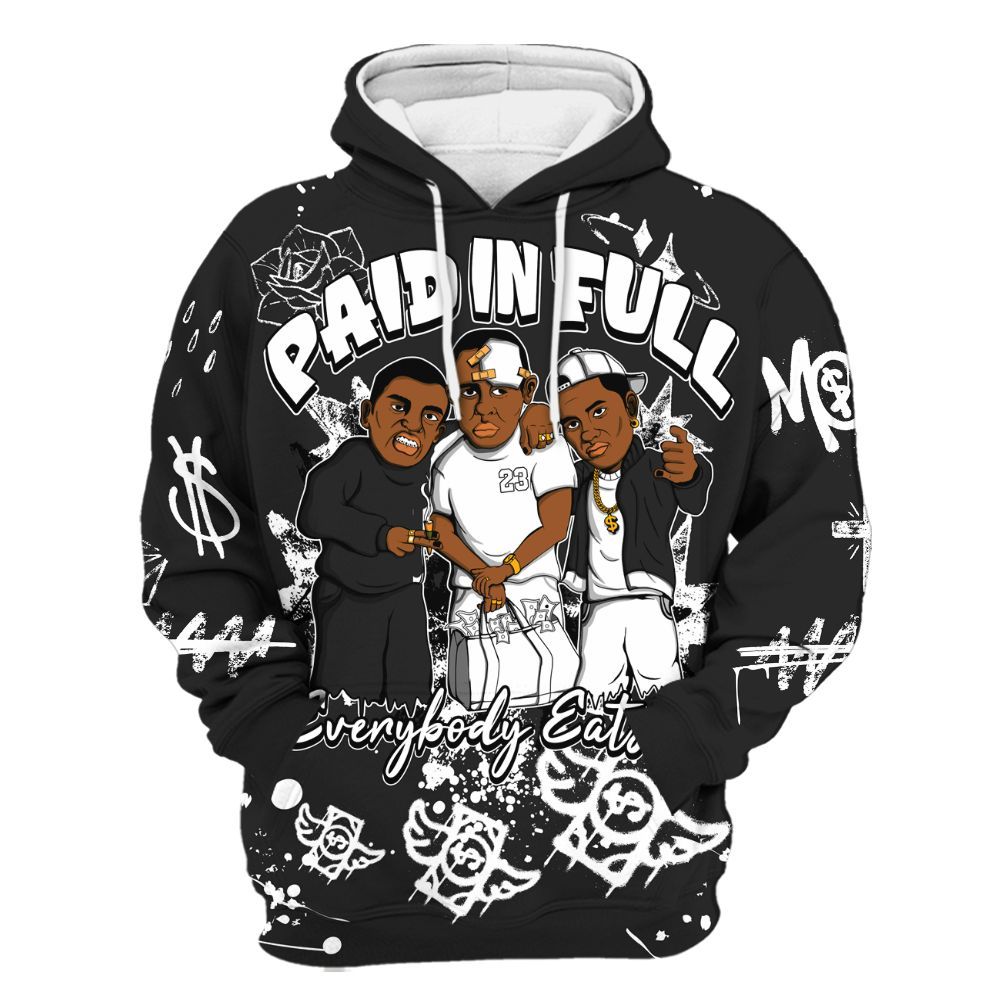 Hoodie To Match Black Cat NET 4s - Everybody Paid In Full Crayon All Over Print