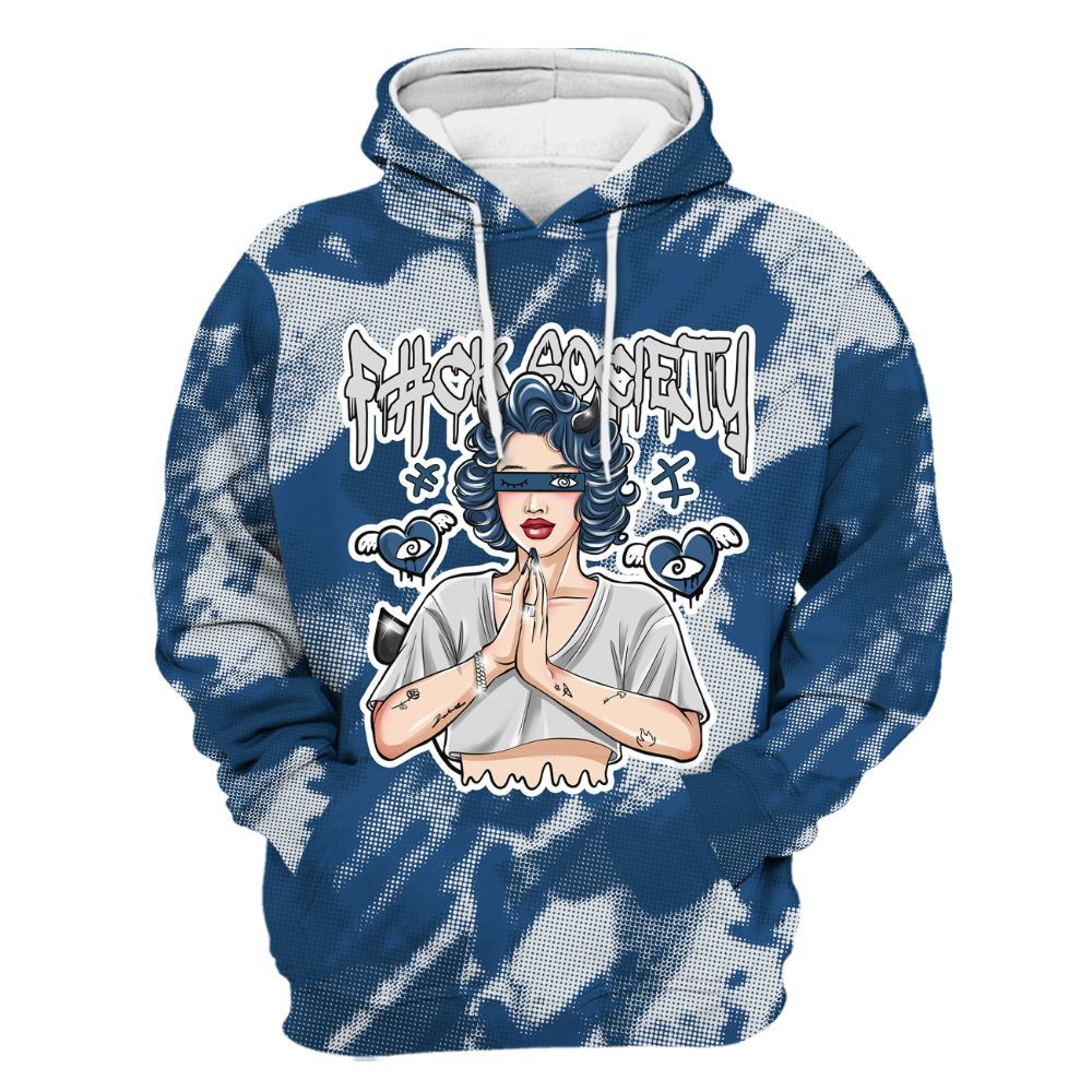 Hoodie To Match High OG Midnight Navy 1s - F#ck Xociety Halftone All Over Print