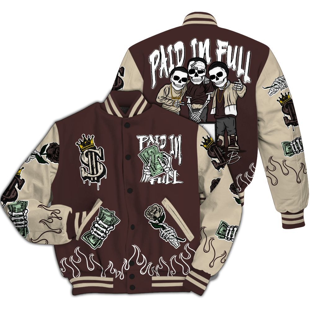 Varsity Jacket To Match Burgundy Crush 3s - Fire Everybody Paid In All Over Print