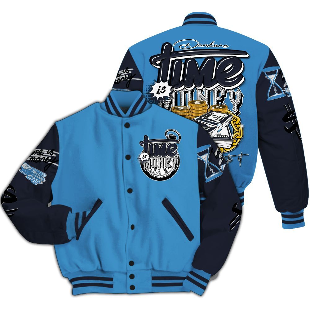 Varsity Jacket To Match Low OG Obsidian 1s - Time Is Money All Over Print