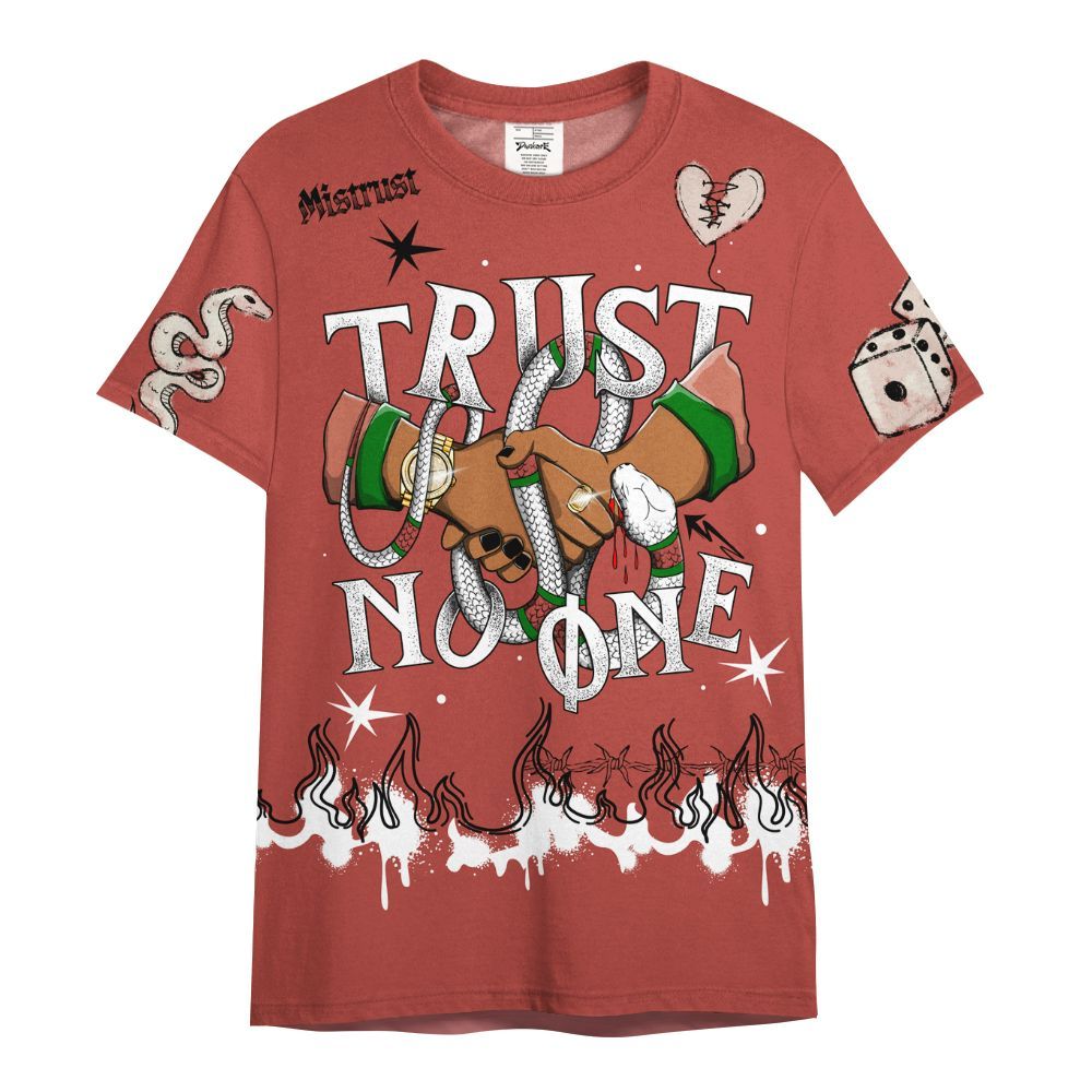 Shirt To Match Dune Red 13s - Trust No One Snake-Bite Doodle Crayon All Over Print