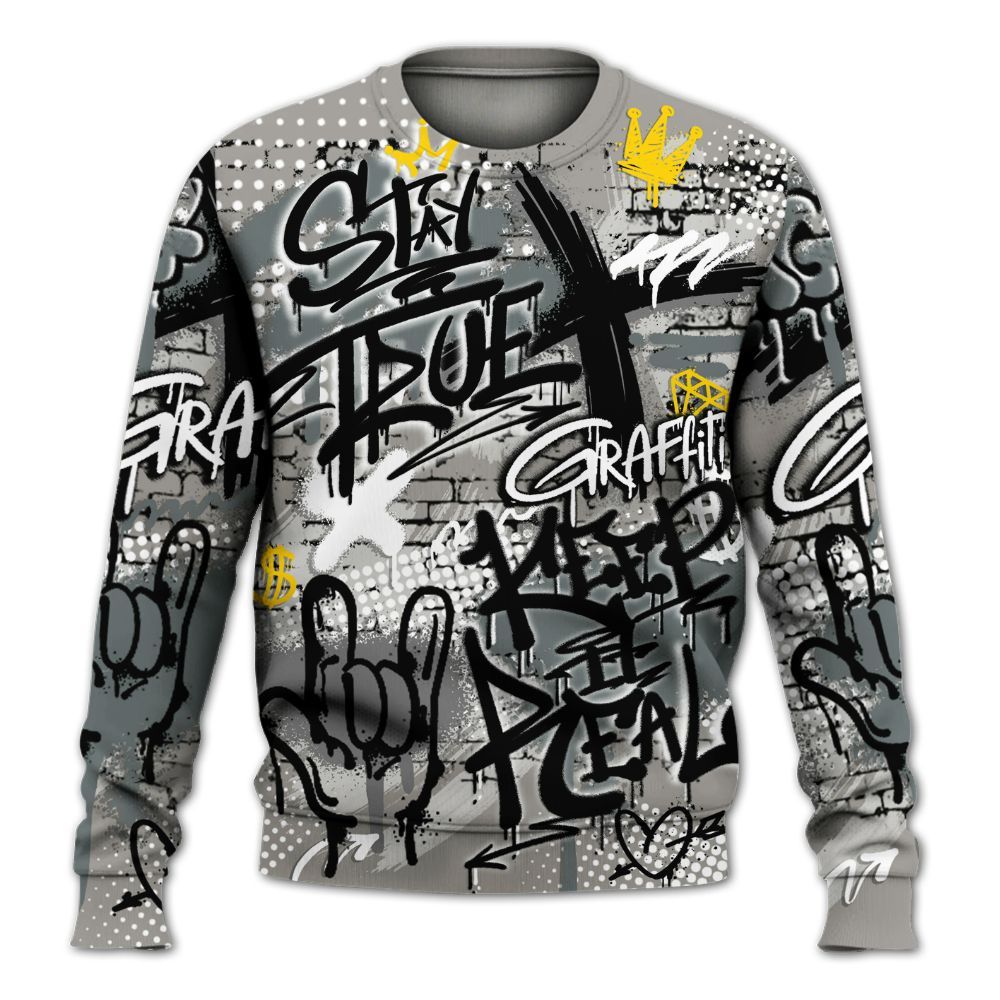 Sweatshirt To Match Cool Grey 9s - True It Real Graffiti Streetwear All Over Print