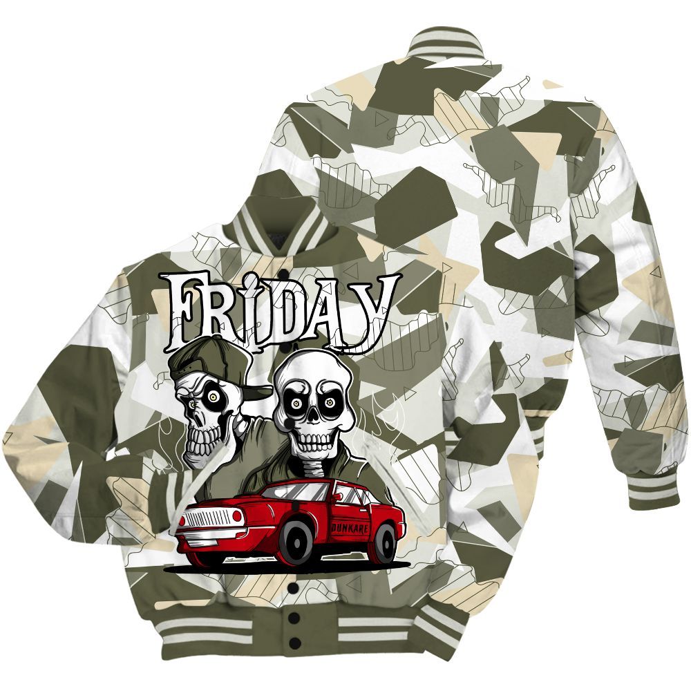 Varsity Jacket To Match Low OG Medium Olive 1s - Friday Funny Retro All Over Print