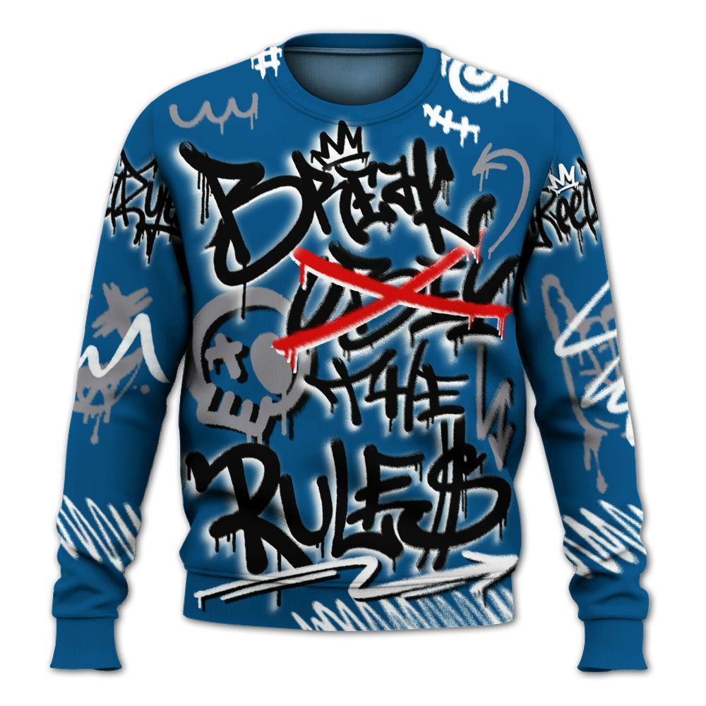 Sweatshirt To Match High OG True Blue 1s - Break Rules Streetwear All Over Print