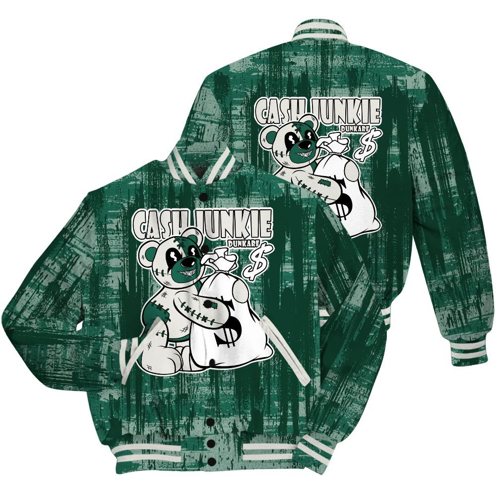 Varsity Jacket To Match Oxidized Green 4s Shirt - Cashs Junkie Bear Glitch Art All Over Print