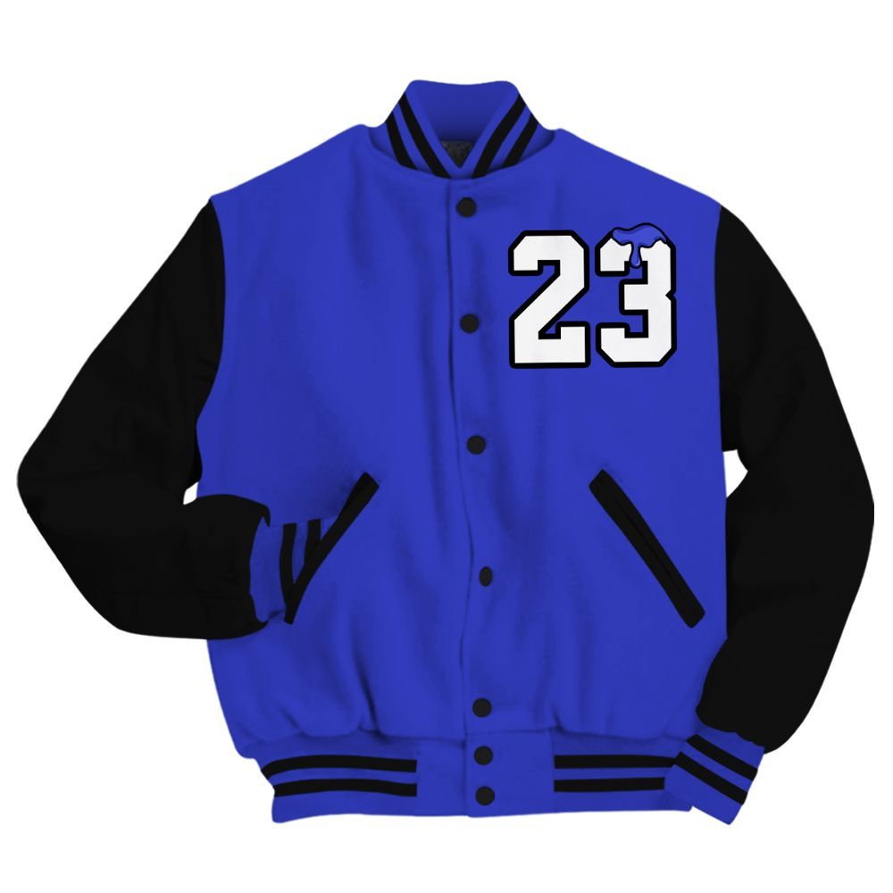 Varsity Jacket To Match Retro Black Concord 12s - Custom Name Number 23 Drip All Over Print