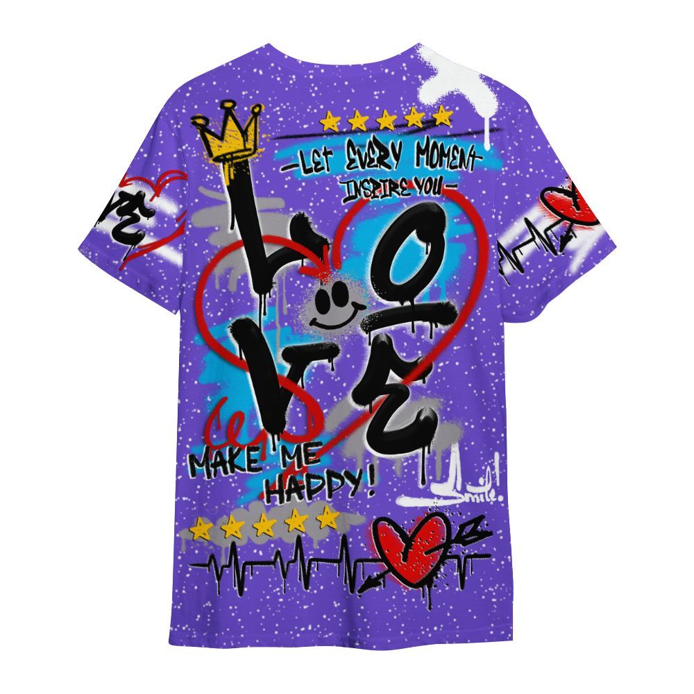 Shirt To Match Retro Aqua 8s - Happy Love Beats Graffiti Streetwear All Over Print