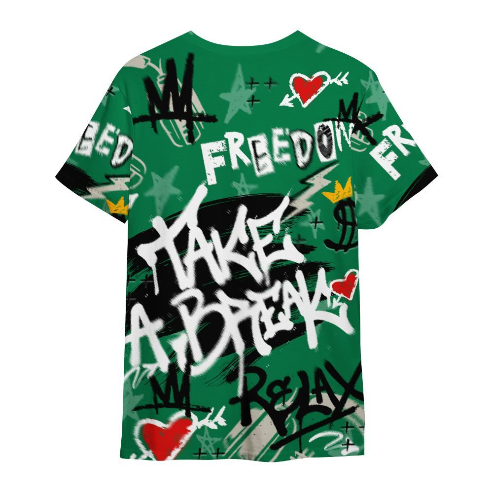 Shirt To Match Lucky Green 2s - Take Break Freedom Graffiti Streetwear All Over Print