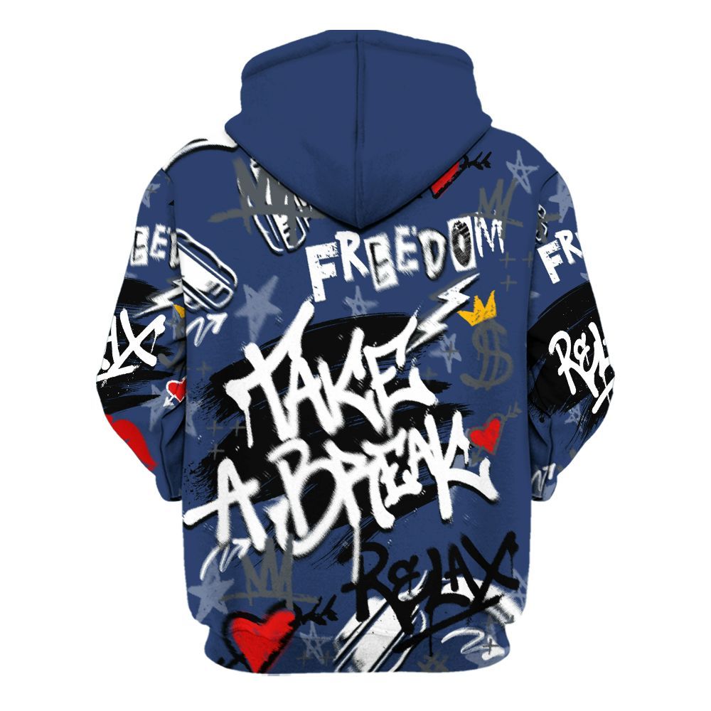 Hoodie To Match Retro Flint 13s - Take Break Freedom Graffiti Streetwear All Over Print