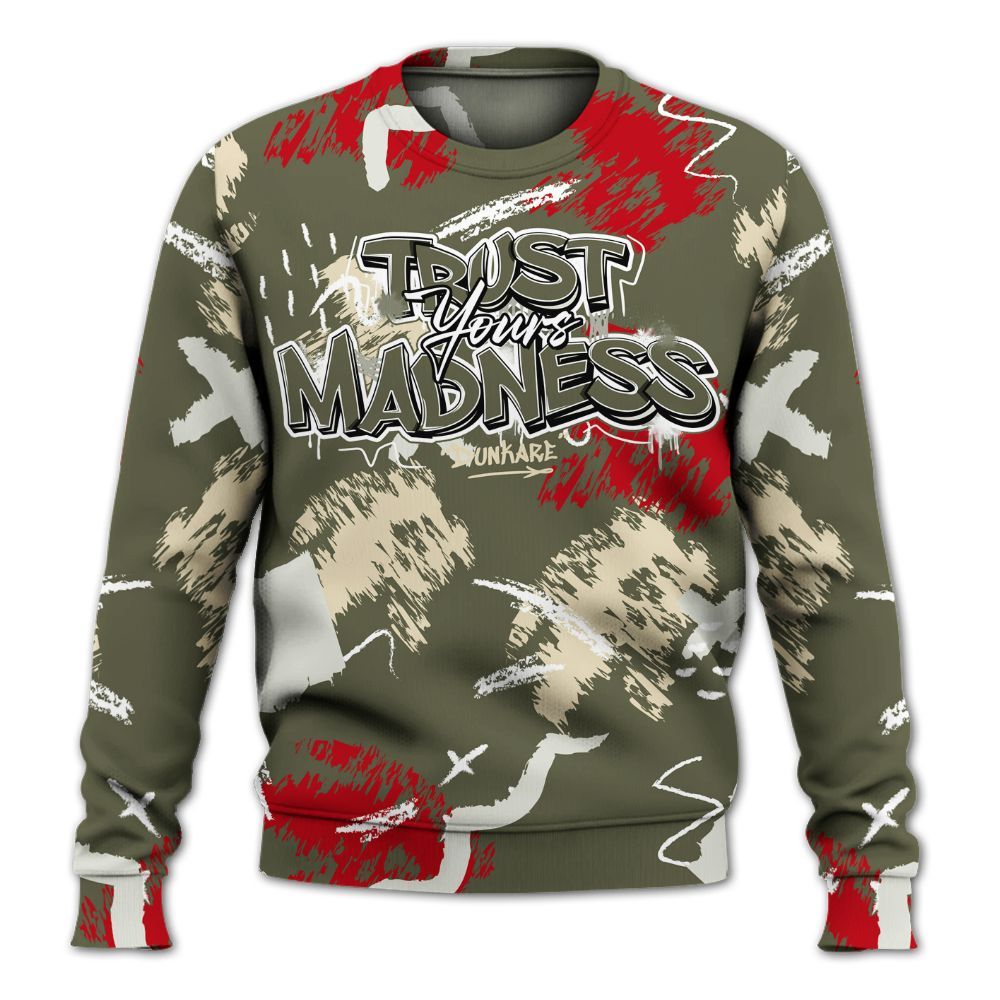 Sweatshirt To Match Low OG Medium Olive 1s - Trust Your Madness Retro All Over Print