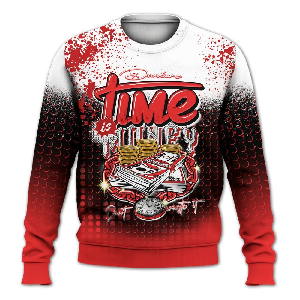 Sweatshirt To Match Red Thunder 4s - Halftone Time Is Money All Over Print