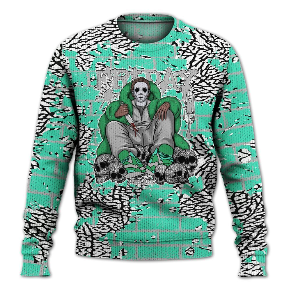 Knitted Sweater To Match Black Green Glow 3s - Friday Brick