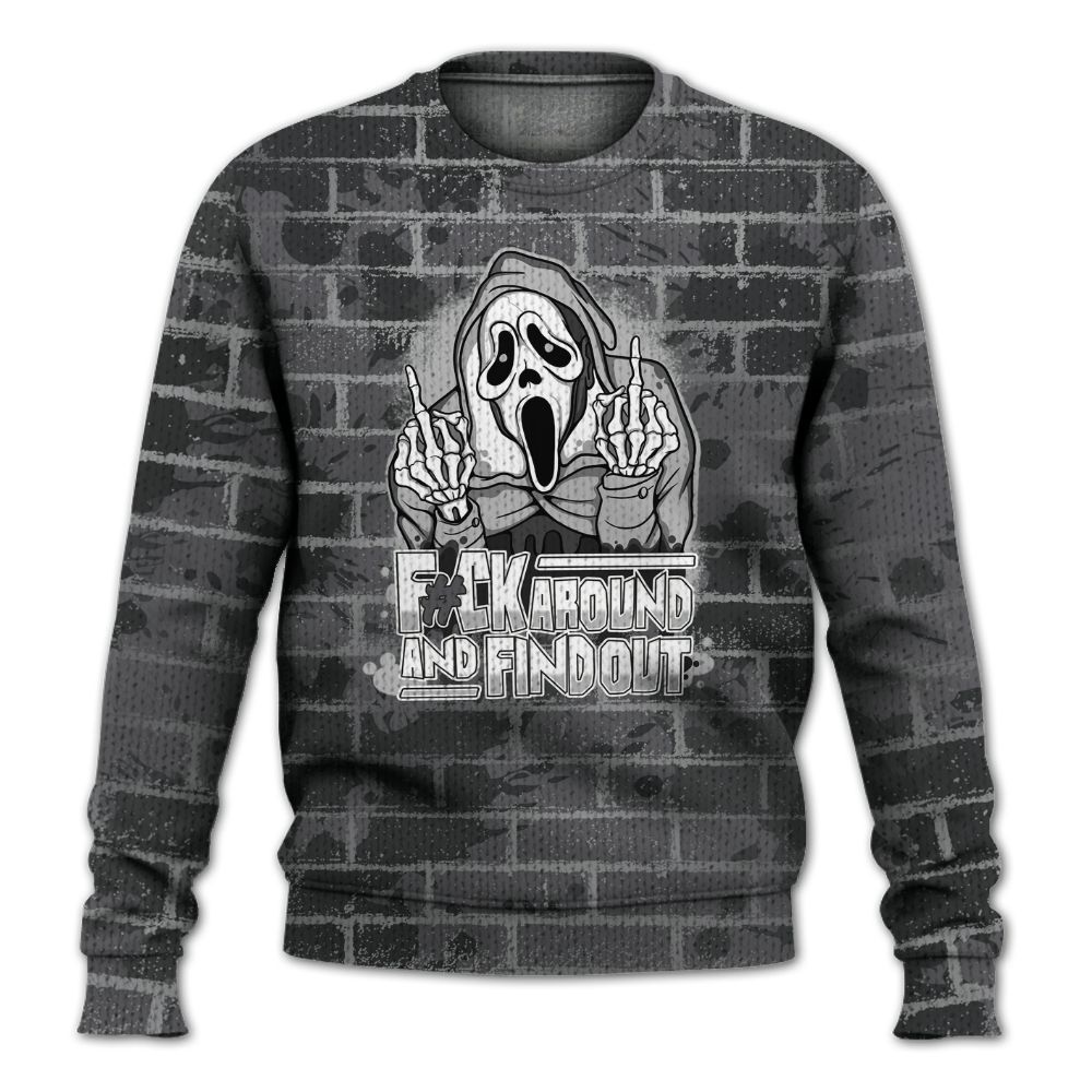 Knitted Sweater To Match White Thunder 4s - F#CK And Find Out Graphic Halloween