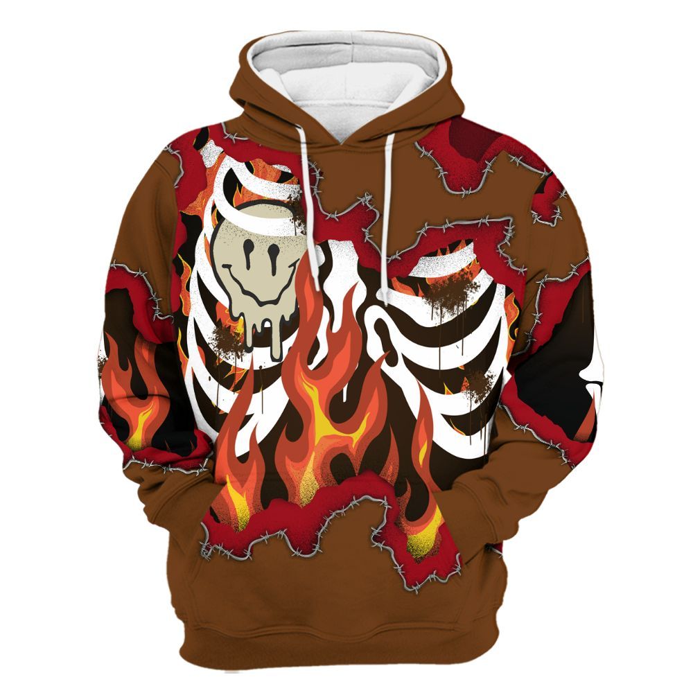 Hoodie To Match Archaeo Brown 5s - Skeleton On Fire Skrrt All Over Print