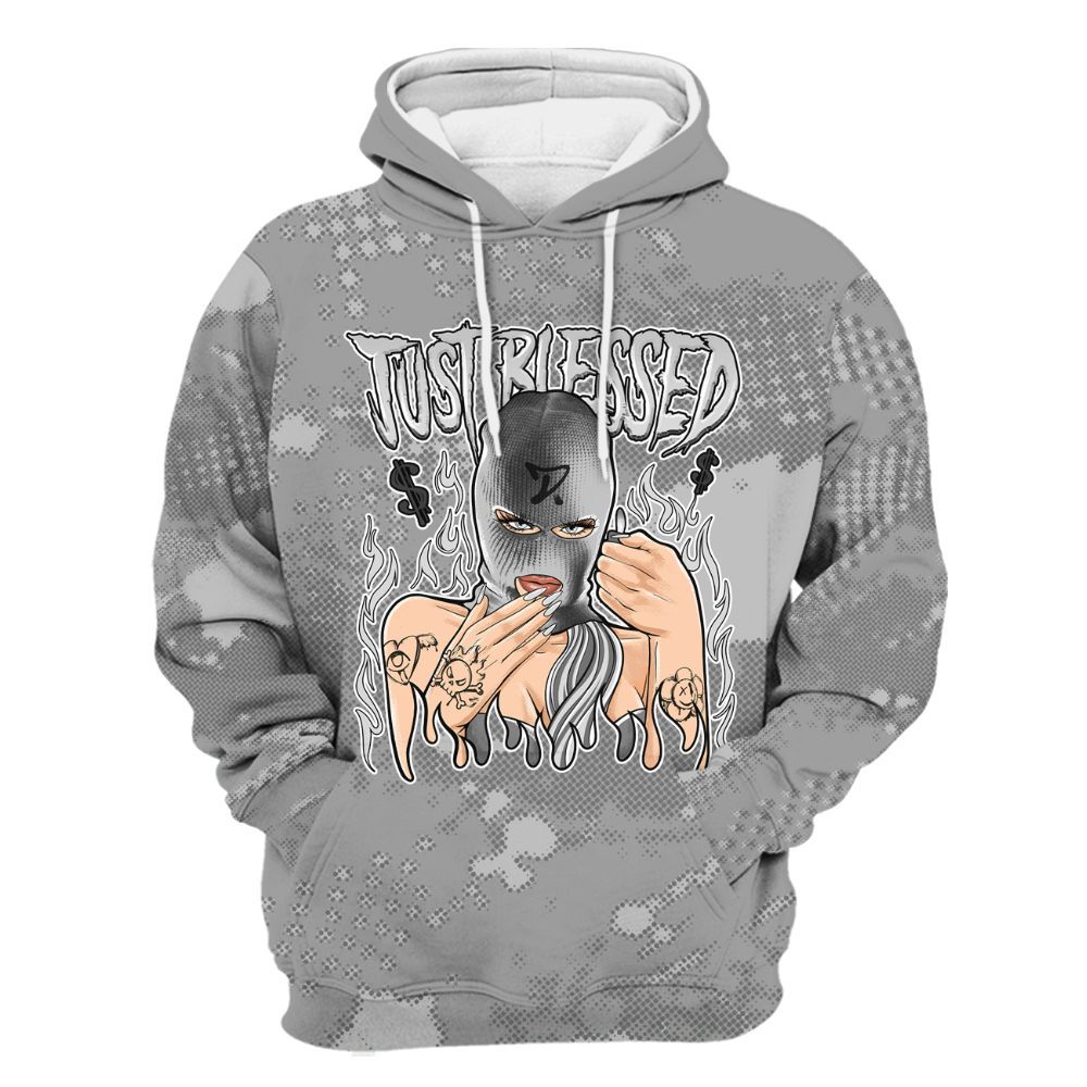 Hoodie To Match Black Wolf Grey 12s - Blessed!! Smoke Dot All Over Print