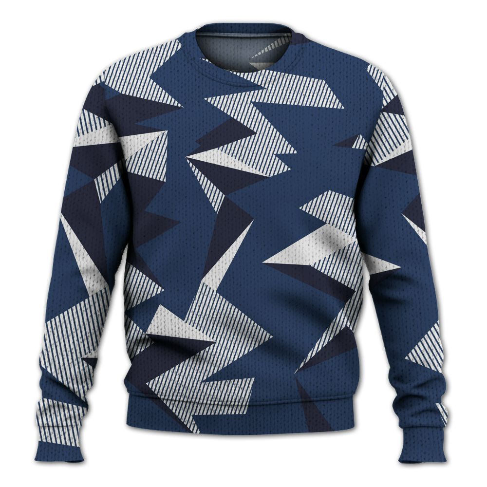 Knitted Sweater To Match Low 85 Metallic Blue 1s - Geometric Camouflage Pattern