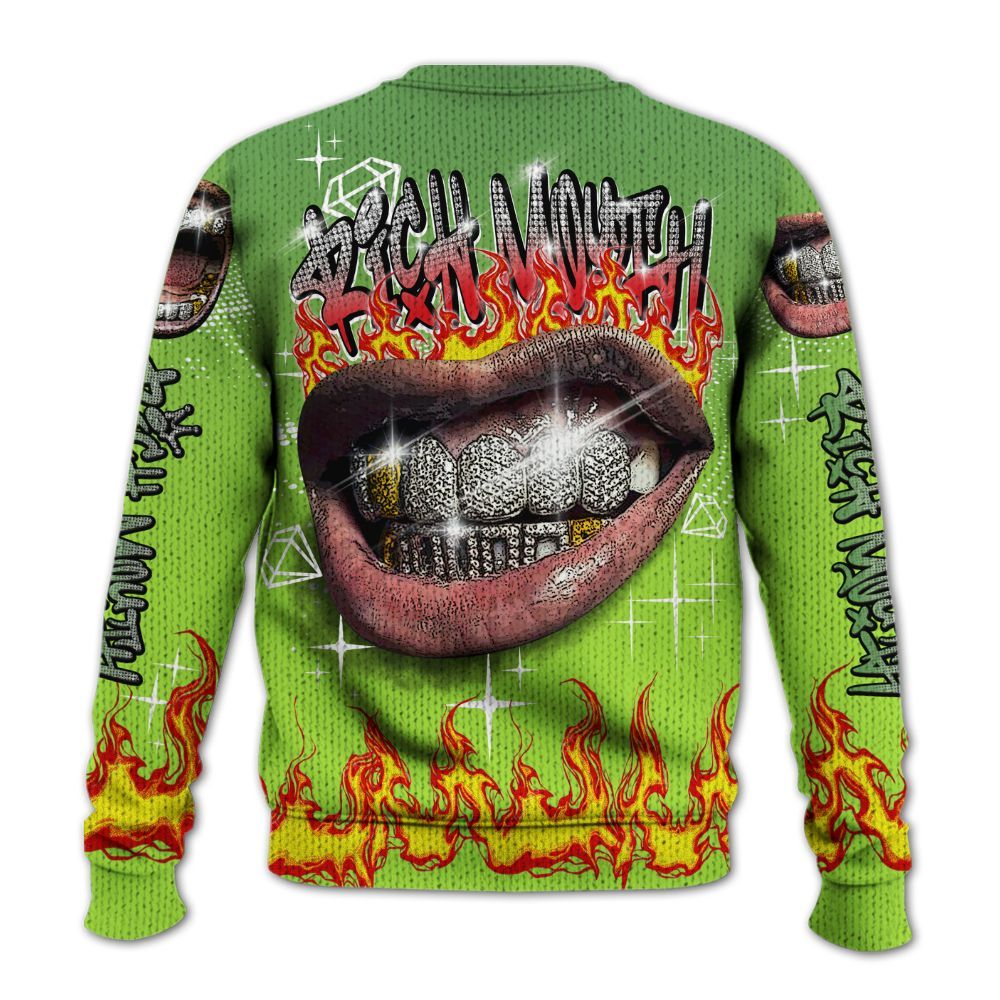 Knitted Sweater To Match Kobe 6 SE Grinch - Rich Mouth Fire Rap Retro 90s
