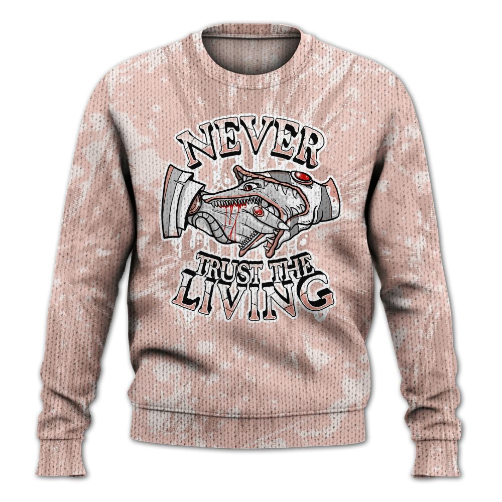 Knitted Sweater To Match Low Legend Pink 11s - Never Trusting Living Graphic Halloween