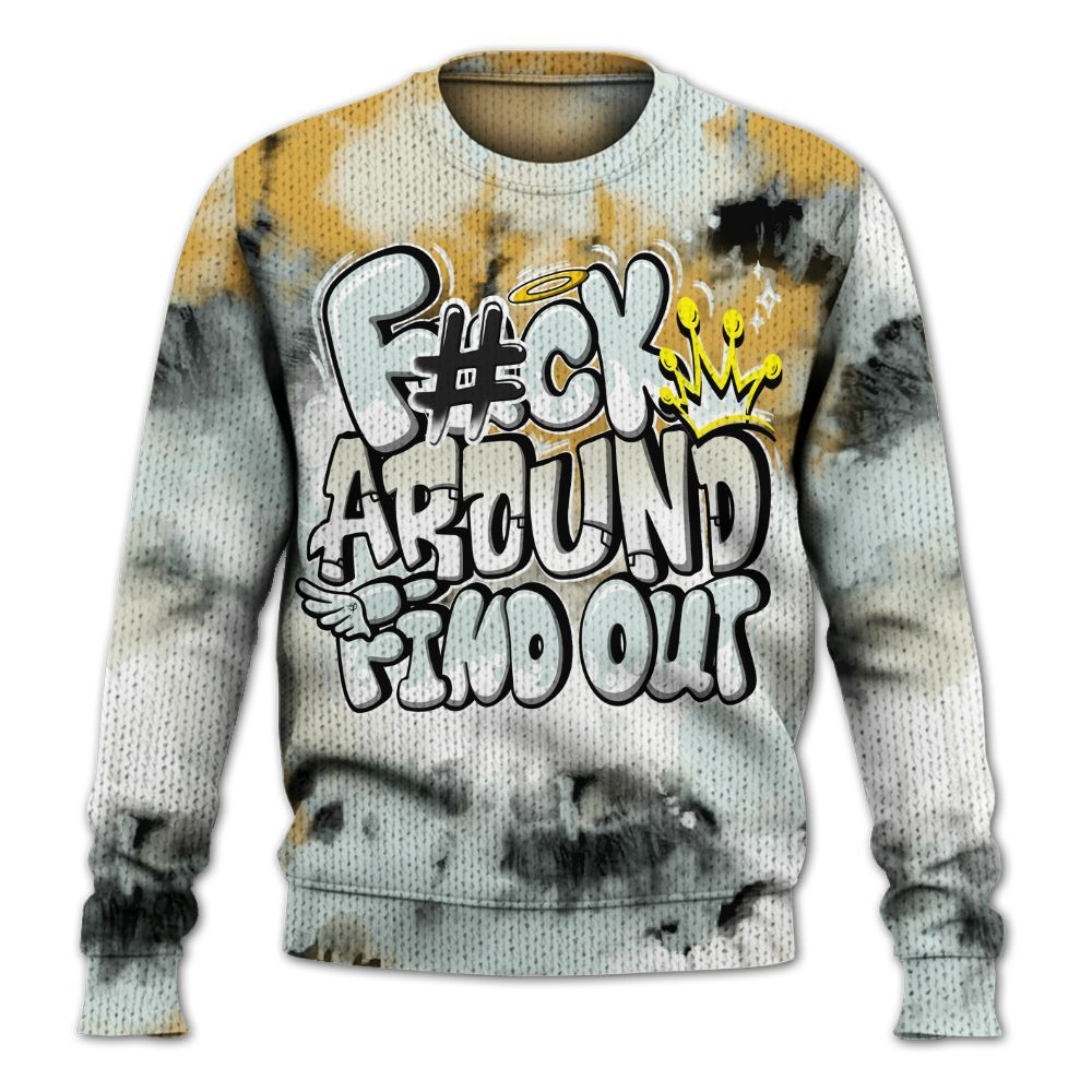 Knitted Sweater To Match Pure Platinum 4s - Tie Dye FK Around Find Out