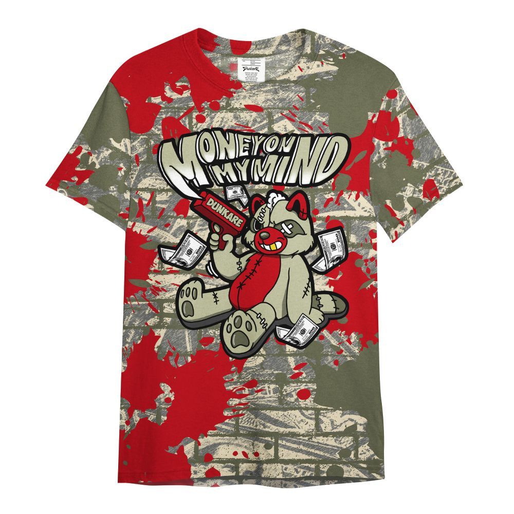 Shirt To Match Low OG Medium Olive 1s - Money On My Mind Raccoon Brick All Over Print