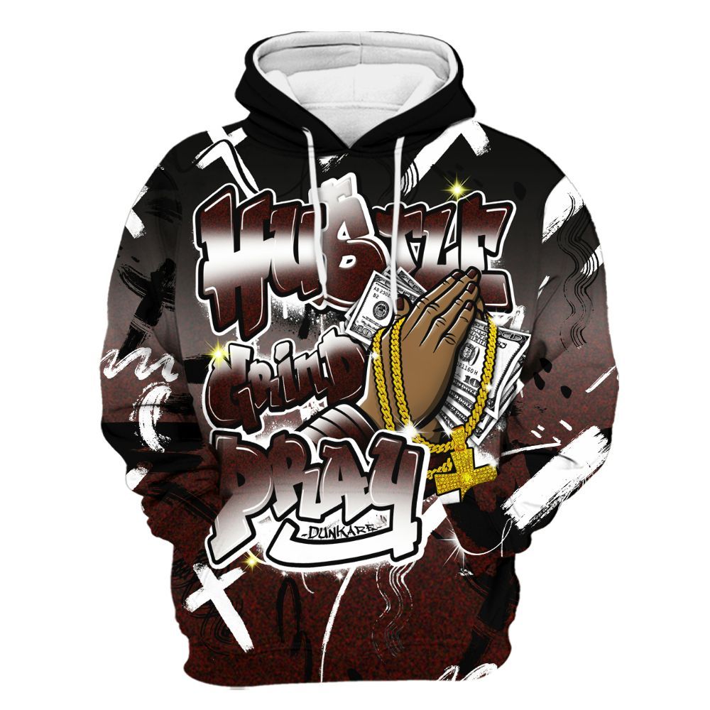 Hoodie To Match Air Force 1 Low Halloween Skull 2024 - Money Hustle Grind Pray All Over Print