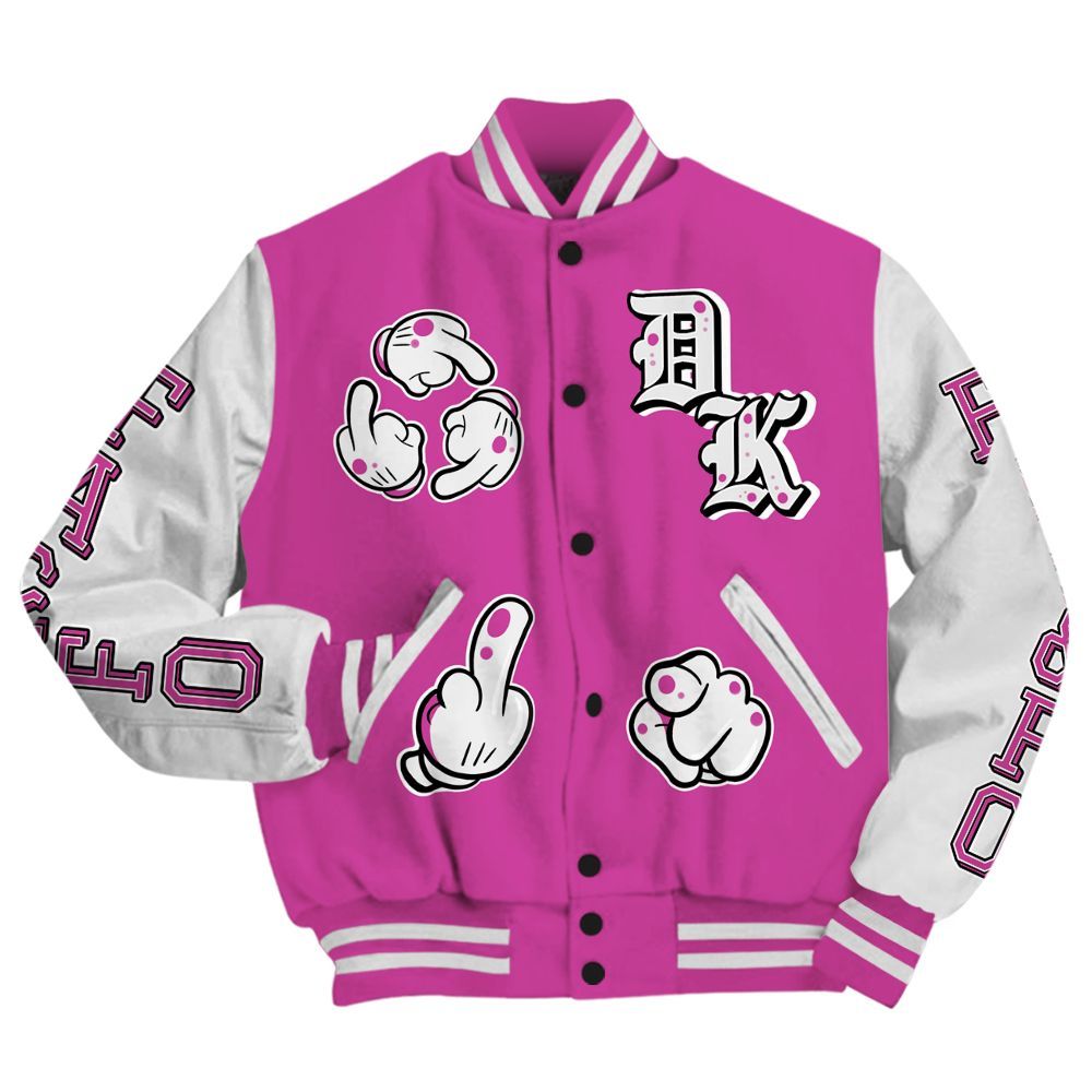 Varsity Jacket To Match Dunk Low Active Fuchsia - F Around Find Out Graphic All Over Print