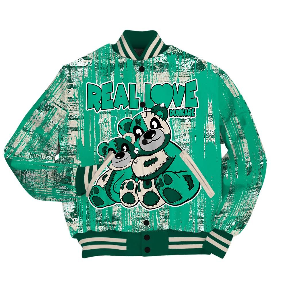 Varsity Jacket To Match Oxidized Green 4s - Sincere Fondness Bear Glitch Art Varsity Jacket Unisex