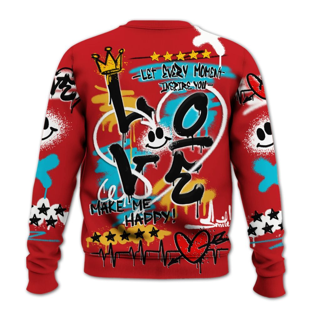 Sweatshirt To Match Dunk Low Fruity Pebbles - Happy Love Beats Graffiti Streetwear All Over Print