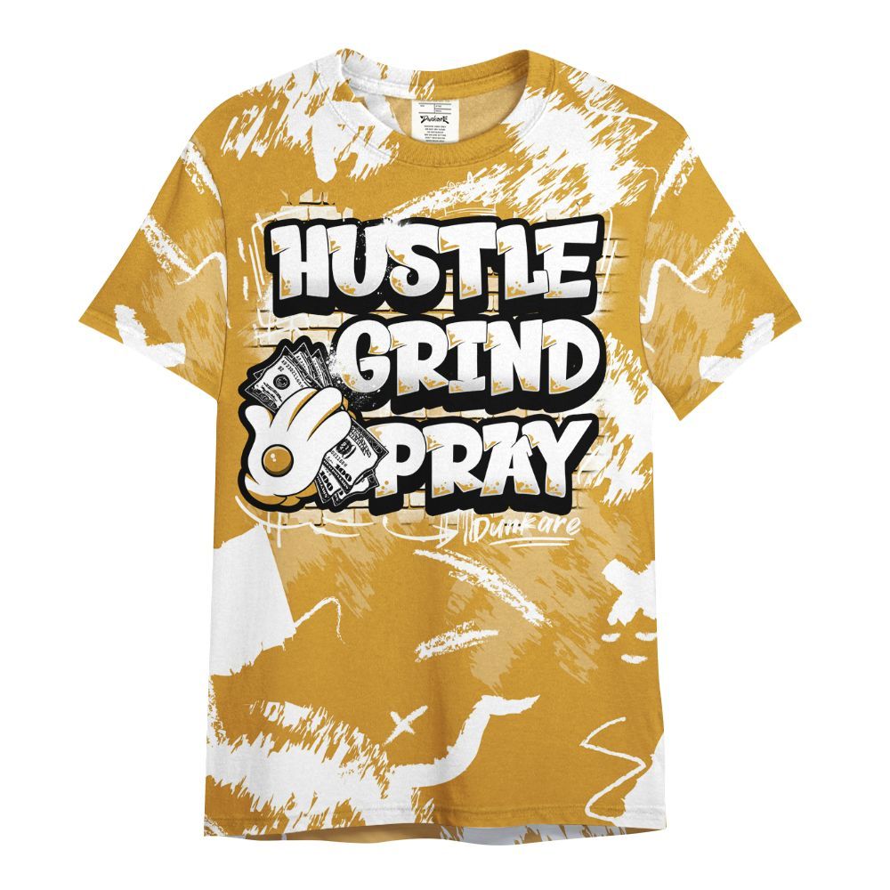 Shirt To Match Dunk Low Wheat Pale Ivory - Hustle Grind Pray Retro All Over Print