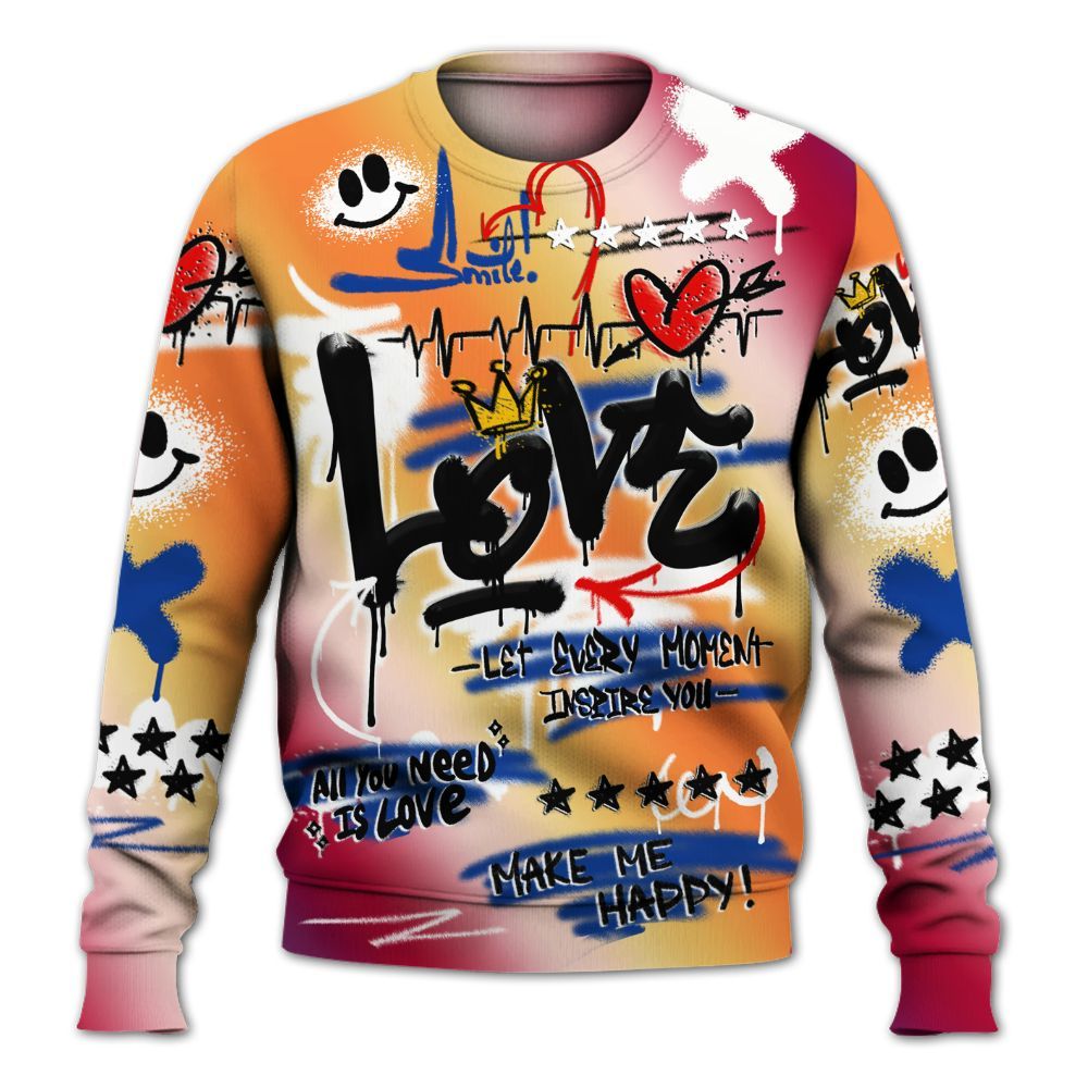 Sweatshirt To Match Air Griffey Max Los Angeles 1s - Happy Love Beats Graffiti Streetwear All Over Print