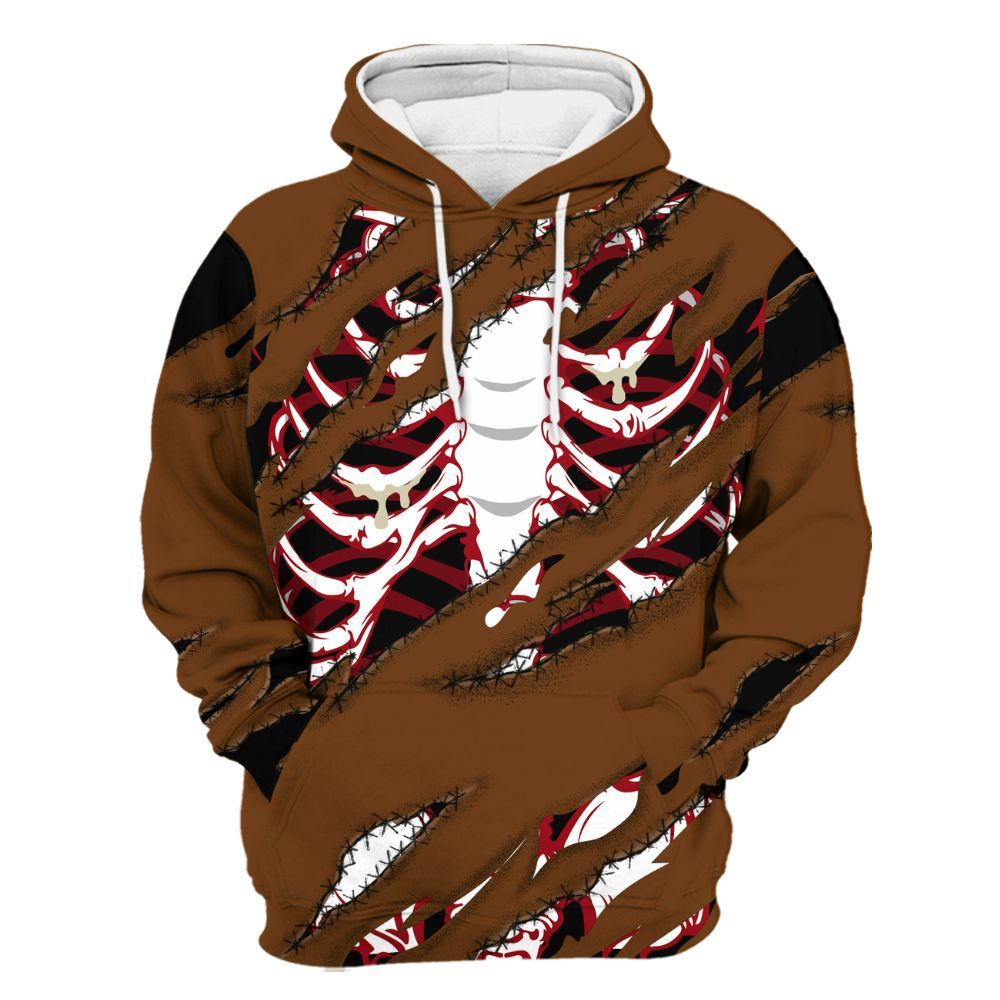 Hoodie To Match Archaeo Brown 5s - GOT 'EM Skeleton Scratch All Over Print