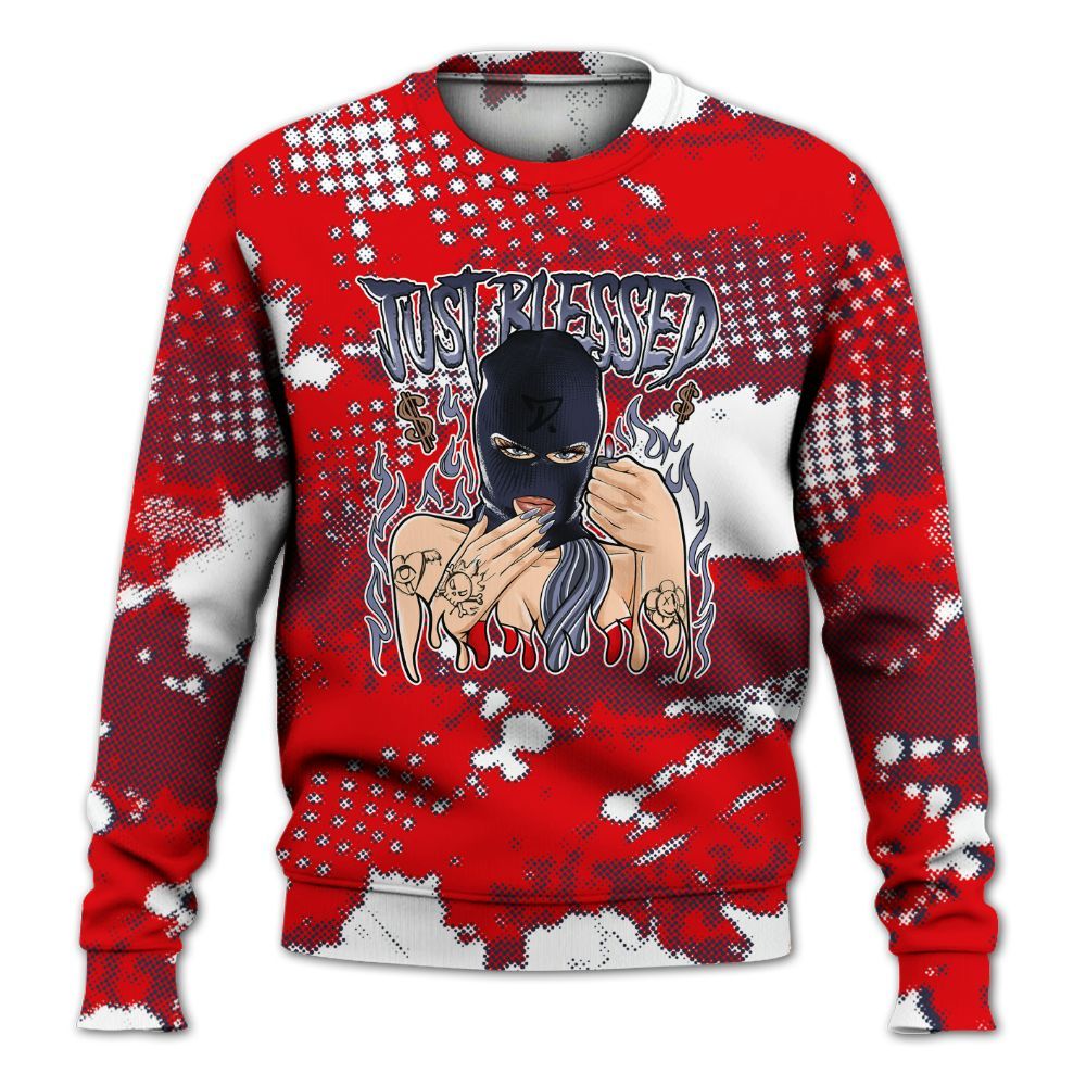 Sweatshirt To Match Low OG Howard Bison 1s - Blessed!! Smoke Dot All Over Print