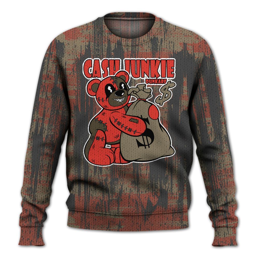 Knitted Sweater To Match Olive 9s - Cashs Junkie Bear Glitch Art