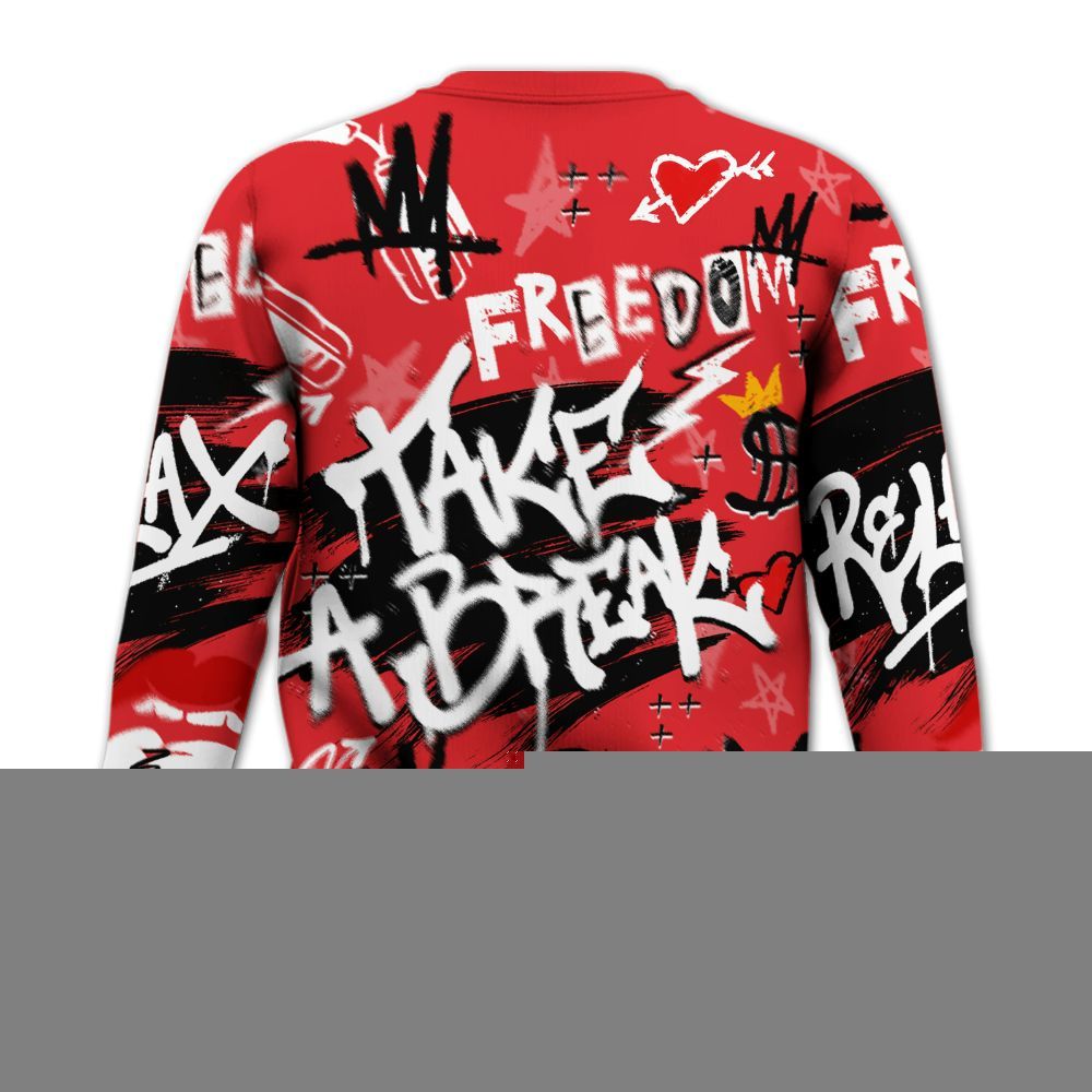Sweatshirt To Match Prime 93 Fire Red - Take Break Freedom Graffiti Streetwear All Over Print