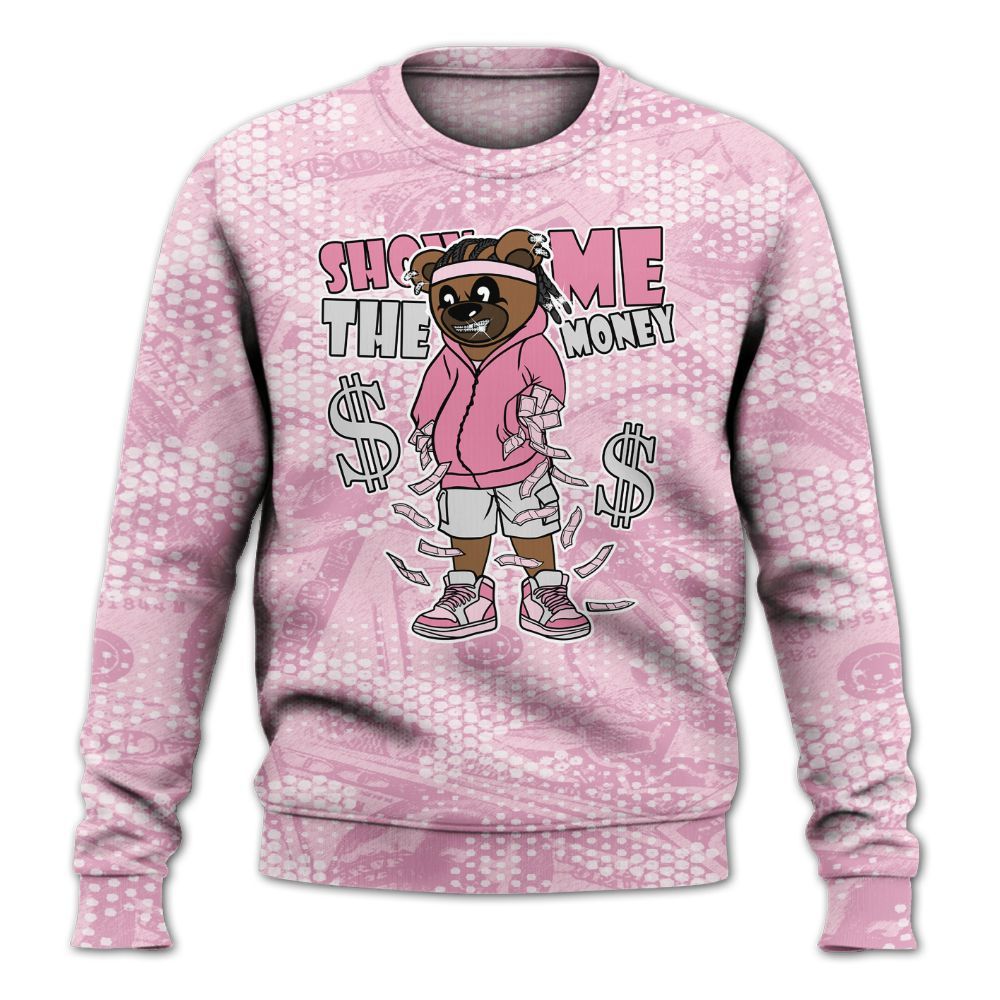 Sweatshirt To Match Orchid 4s - Show Me Bear Banknotes Art All Over Print