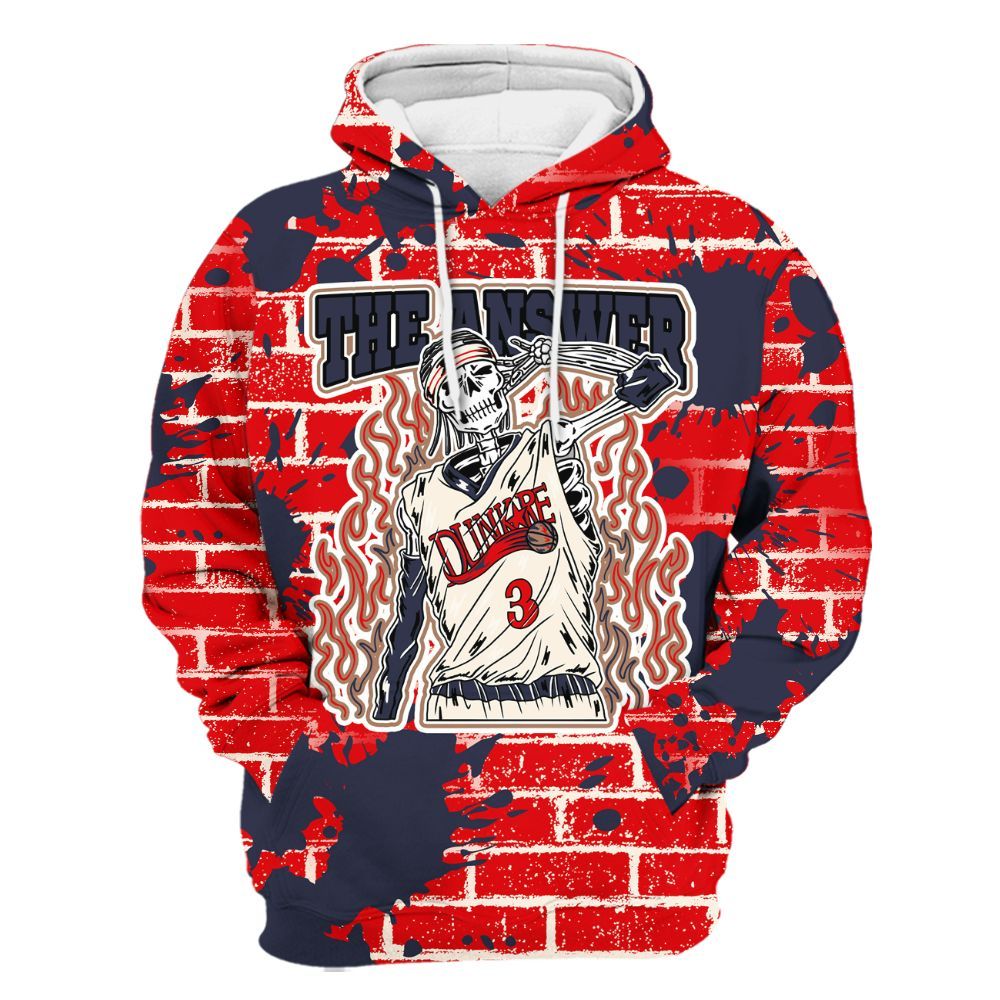 Hoodie To Match Low OG Howard University 1s - Allen Answer Skeleton Brick All Over Print